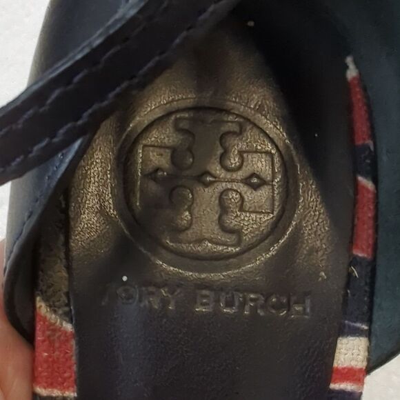 Tory Burch Shoes Size 9 Heels Navy, White and Red - Picture 9 of 9